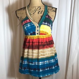 Pretty Good Rainbow Stripe Empire Waist Tank Top M